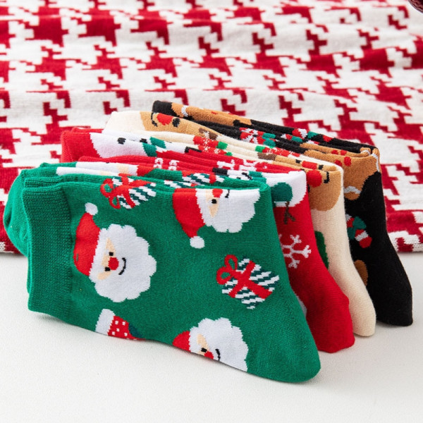 Chaussettes en Coton avec Motif de Père Noël - Unisexe